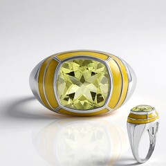 Anello in argento con Quarzo Limone (MONOSONO COLLECTION)