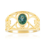 Zilveren ring met een Petrolkleurige saffier