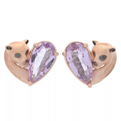 Boucles d'oreilles en argent et Améthyste Rose de France