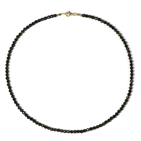 Collier en argent et Obsidienne dorée