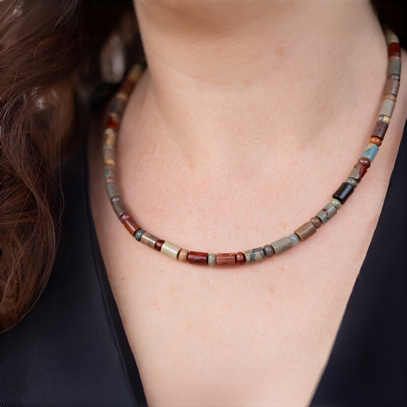 Collana in argento con Anidrite Shou Shan