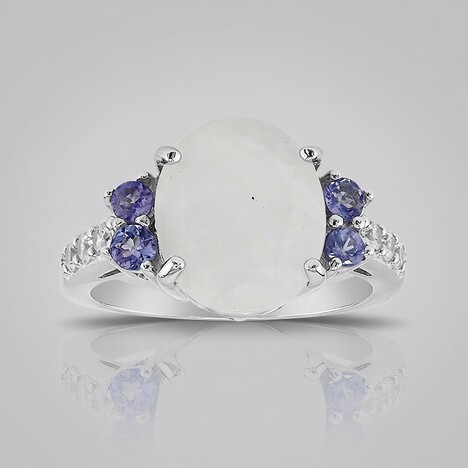 Anello in argento con Pietra di Luna Arcobaleno