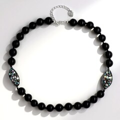 Abalone Shell Mosaic Silver Necklace