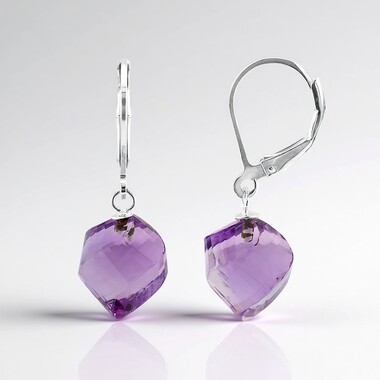 Boucles d'oreilles en argent et Améthyste