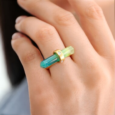 Bi Colour Quartz Silver Ring (MONOSONO COLLECTION)
