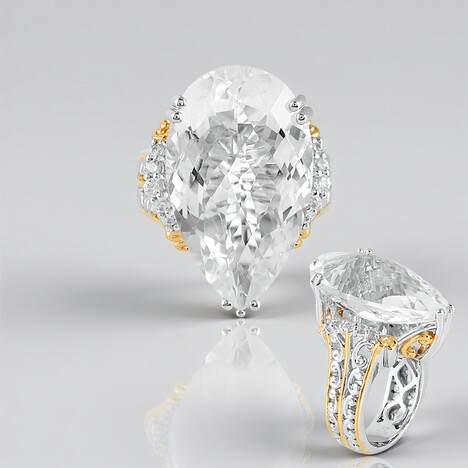 Bague en argent et Quartz blanc (Gems en Vogue)
