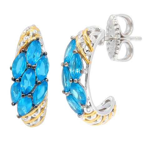 Neon Blue Apatite Silver Earrings (Gems en Vogue)