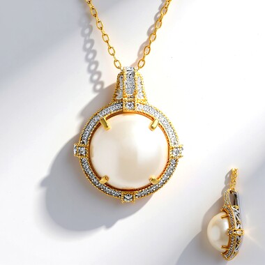 Collier en argent et Perle blanche de Mabe (Gems en Vogue)