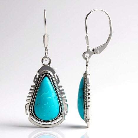 Boucles d'oreilles en argent et Turquoise bleue de Mohavie (Jones Lee)