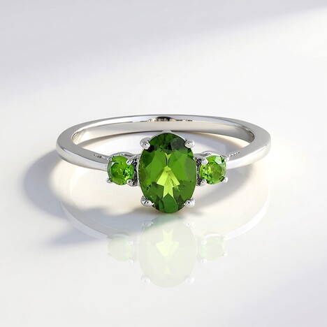 Anello in argento con Diopside Russo