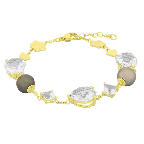 Brazalete en plata con Cuarzo blanco (M de Luca)