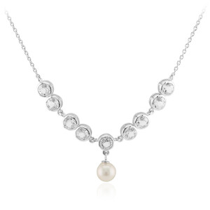 Collana in argento con Perla d'Acqua Dolce Bianca