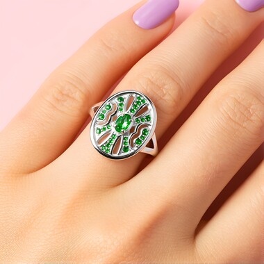 Anillo en plata con Tsavorita de Tanzania