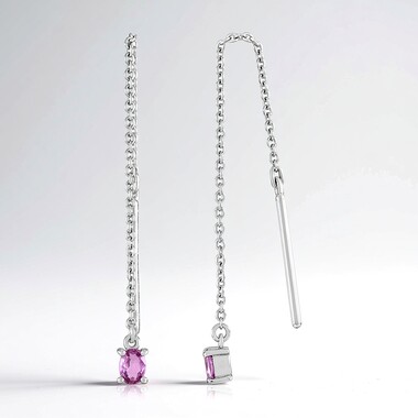 Pendientes en plata con Zafiro de Ceilán rosa