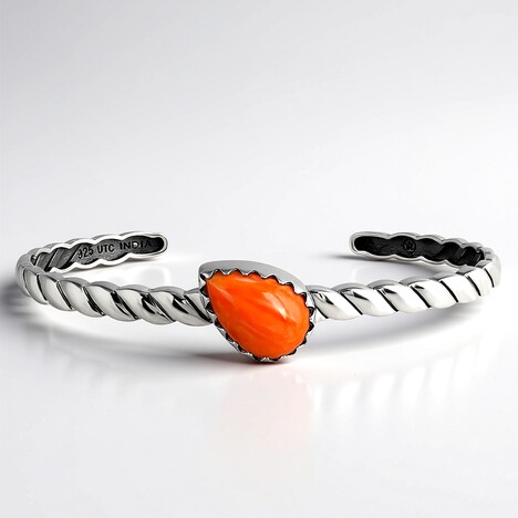 Bracciale in argento con Conchiglia di Ostrica Spinosa Arancione (Desert Chic)