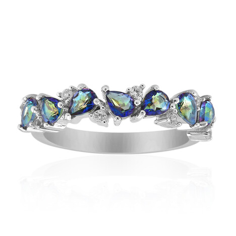 Mystic Blue Quartz Silver Ring