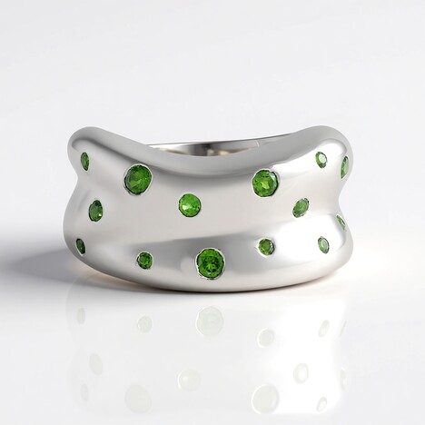 Anello in argento con Diopside Russo (de Melo)