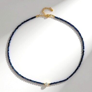 Collier en argent et Saphir bleu de Madagascar (Riya)