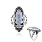 Blauer Band-Achat-Silberring (Desert Chic)