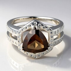 Anello in argento con Quarzo Fumè