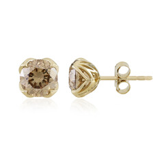 Gouden oorbellen met I2 Champagne Diamanten