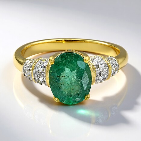 Anello placcato in oro con Smeraldo Bahia