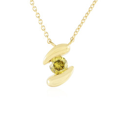 Zilveren halsketting met een I2 Gele Diamant