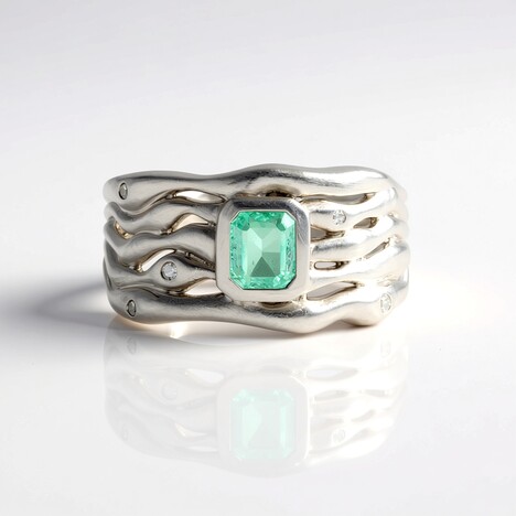 Anello in argento con Smeraldo Color Paraiba (SAELOCANA)