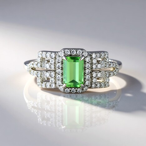 Anello in argento con Tormalina Verde di Benedito