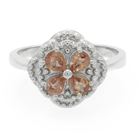 Zilveren ring met Padparadscha saffieren