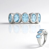 Zilveren ring met Braziliaanse Aquamarijnen