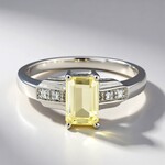 Anello placcato in platino con Kunzite Canarino