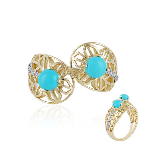 Sleeping Beauty-Türkis-Goldring (Ornaments by de Melo)