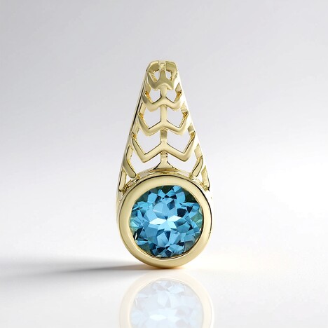 Ciondolo in oro con Topazio Blu Svizzero (Ornaments by de Melo)