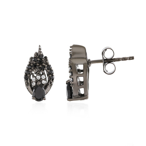 Schwarzer Spinell-Silberohrringe