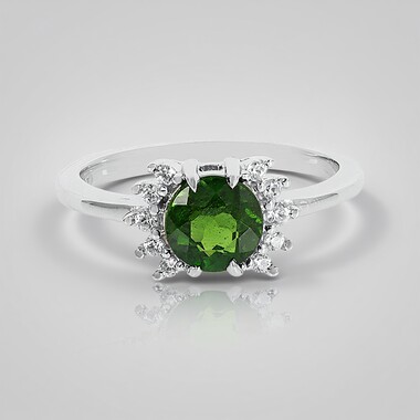 Anillo en plata con Diópsido de Rusia