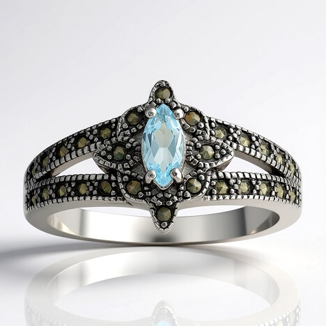 Anello in argento con Topazio Blu Cielo