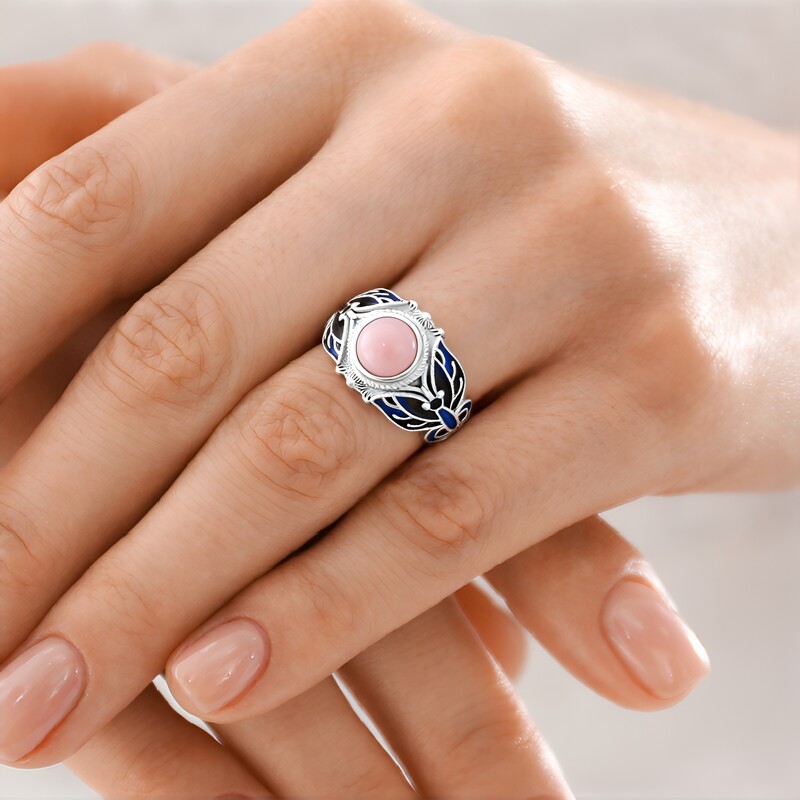 Pinkfarbener Opal-Silberring (Adela Silber)