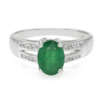 Anello placcato in platino con Smeraldo Bahia