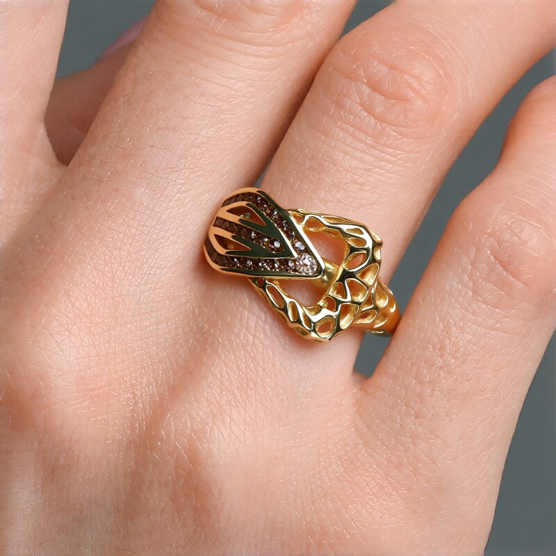 Bague en or et Diamant champagne I2 (Ornaments by de Melo)