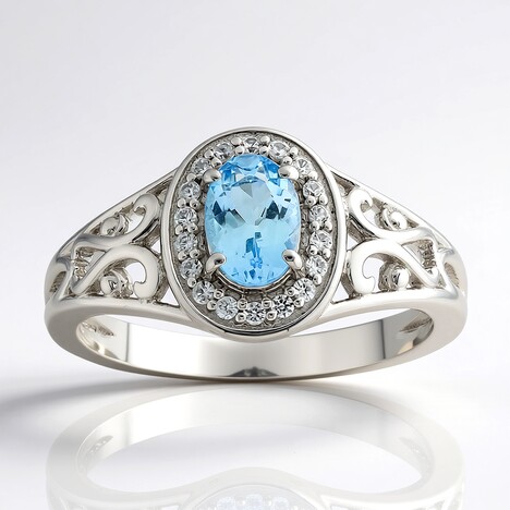 Anello in argento con Acquamarina Santa Maria