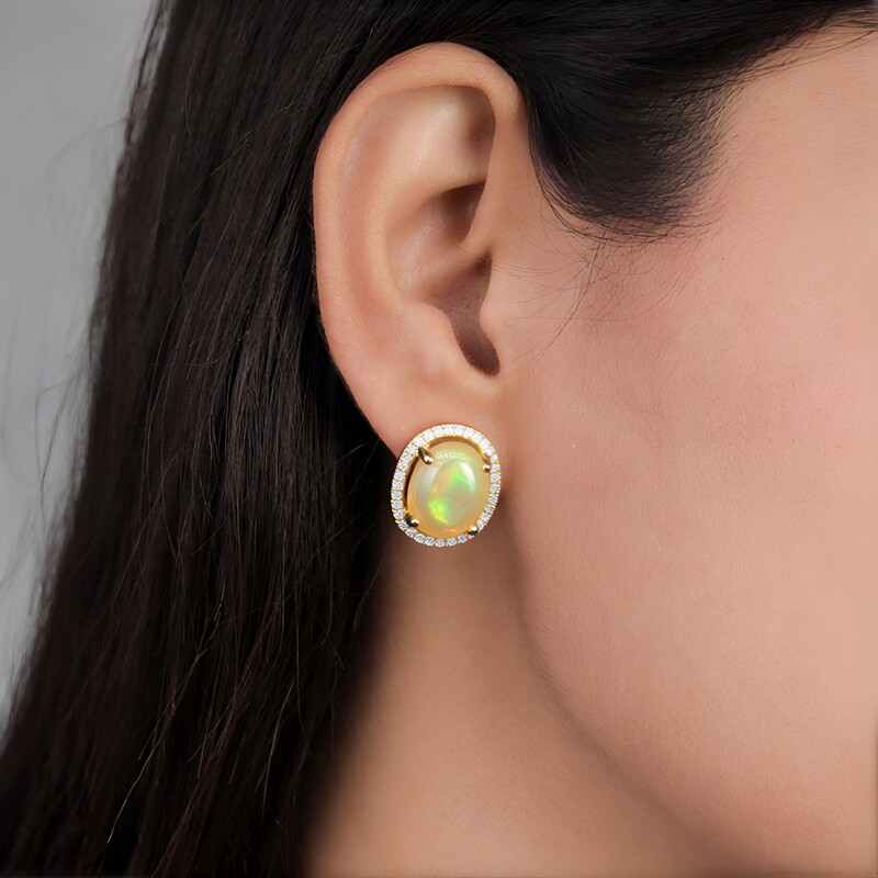 14K AAA Welo Opal Gold Earrings (CIRARI)