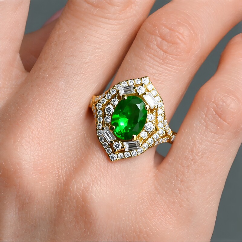 Anillo en oro con Esmeralda de Zambia AAA (CIRARI)