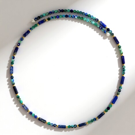 Collana rigida in acciaio con Lapislazzuli (Riya)