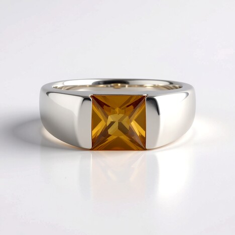 Anello da uomo in argento con Zircone Giallo