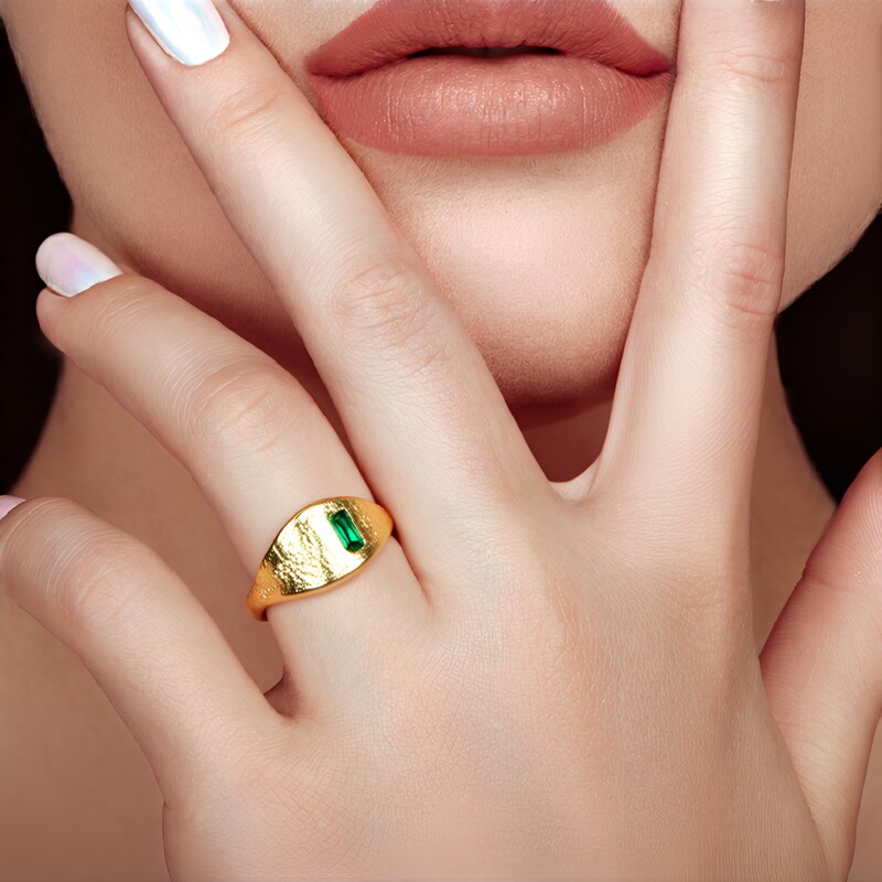 Zilveren ring met een Groene onyx