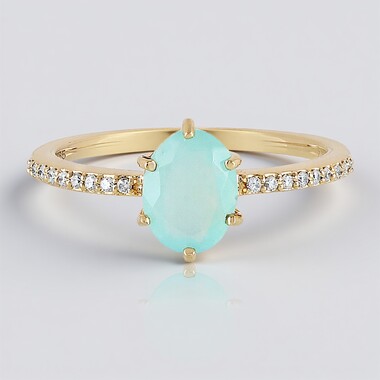 Anello in oro con Opale Paraiba (AMAYANI)