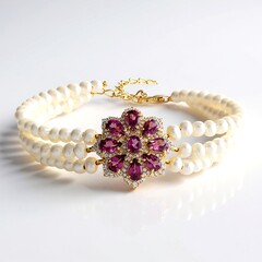 Bracciale in argento con Granato Magenta (de Melo Essence)