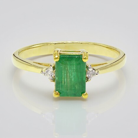 Anello placcato in oro con Smeraldo Bahia