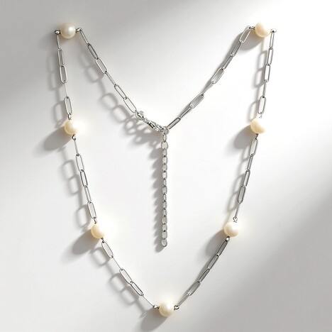 Collana in argento con Perla d'Acqua Dolce Bianca (Adela Silber)